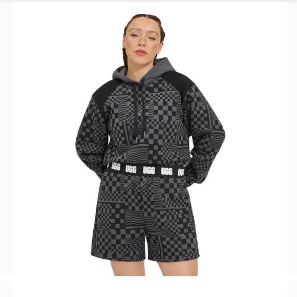 UGG Mallory Cropped Hoodie Checks NWT Size M - Picture 1 of 8